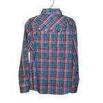 Wrangler Authentic Western Shirt For Females Plaid Pink Blue Vintage 70s Ruffled Photo 3