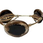 Bourbon and Boweties Bourbon And Bowties Gold Tone Wire Wrapped Brown Gemstone Bangle Bracelet Photo 4