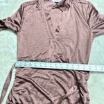 Louna Ruched Knee Length Dress Womens Medium Brown Jersey Long Sleeve V Photo 10