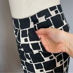 Banana Republic Skirt Cotton Silk Black White Abstract Blocks Pencil Pockets 4 Photo 8