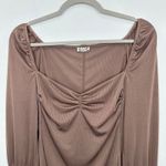 Free People Intimately  Size Large Ciao Bella Long Sleeve Ruched Top Brown Ribbed Photo 2