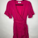 Line and Dot  Fuchsia Pink Ruffle 'Cherie' Wrap Dress Sz Small Photo 2