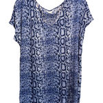 Jaclyn Smith  Blue Snake Print Size‎ 2XL Short Flutter Sleeve Round Neck Flowy Photo 0
