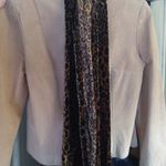 Max USA womens Small tan suede full zip jacket w cheetah print scarf Photo 7