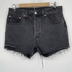 Levi's Levi’s 501 Original Fit High Rise Shorts Women Size 30 Black Cutoff Denim Button Photo 3