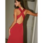 Commense Womens Cowl Neck Satin Long Dress Cross Backless Red Size Large NWT Photo 1