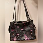 Coach 1941 Rogue 25 with Tea Rose Applique Black Pink Pebble Leather 87065 Photo 1