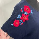 W5 Navy Short Sleeve Floral Blouse Size X-Large Photo 1