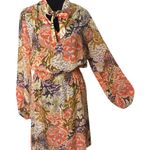 Ralph Lauren  Sheer Smocked Waist Dress Womens Size 4 Floral Tie Neck See Through Photo 0