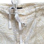Liz Claiborne  Michaela Pants Cropped Tan Cream Lightweight Linen Paisley Print Photo 4