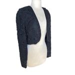 Adrianna Papell Vintage Silk Hand Beaded Cropped Jacket In Black. Photo 3
