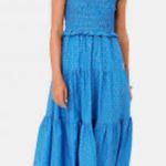 Sea New York Pascala Print Floral Smocked Tiered Midi Dress size 8 White Photo 6