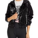 AQUA Athletic Cropped Hooded Coated Windbreaker Jacket Pockets Black M NWT Photo 0