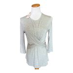 Juicy Couture NWT Womens  Gray 3/4 Sleeve Cross Ruched Front Top - Sz XS Photo 1