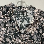 Catherine Gee Dress Long Sleeve Shirt Dress Large Geometric Stars Buttons Silk Black Photo 3