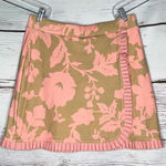 Spartina 449 Spartina Sz L Tan - Pink Floral Ruffle Pull On Faux Wrap Skort - Skirt w/ Shorts Photo 0