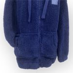 Ivory Ella  NWOT Navy Blue Zip Front Sherpa Hoodie Size Small Cozy Oversized Photo 3