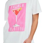 Wildfox NEW Women’s size L Graphic T-Shirt French Martini Ryan Top White Photo 0
