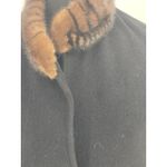 Vintage 100% Cashmere Coat Size M 1960s Black Long Brown Fur Collar Size M Photo 3