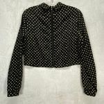 Coincidence & Chance Crop Top S Black Cream Polka Dot LS Mock Neck Blouse Photo 7