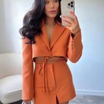 ZARA 2 piece Tangerine Tied Crop Blazer and Skort Photo 5