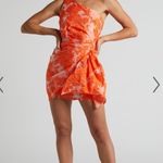 Showpo Brailey Mini Dress In Orange Floral Jacquard Photo 0