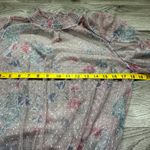 L.I.F.E. Shirring Sheer Floral Pink Blouse‎ High Neck Elastic Waist Puff Sleeve Photo 6