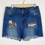 Judy Blue  Shorts Medium Denim Jean High Waist Leopard Patch Distressed Size 2XL Photo 0