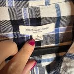 Beach Lunch Lounge white and blue plaid flannel shirt Photo 2