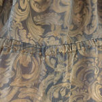 VTG 100% Silk Brown Gold Paisley Long Sleeve Maxi Dress Sz 10 Retro 80s Prairie Brown Photo 6