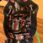 Tignanello Shoulder Bag Black Leather Purse Multi color stripe lining Photo 11