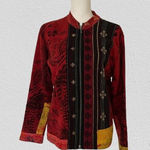 Chico's Vtg Jacket Full Zip Long Sleeve Cotton/Rayon Embroidery Trim, Sz 1 Photo 0