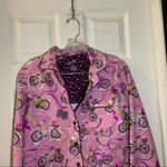 Nick & Nora  Pink/Purple Bicycle Print Flannel Pajama Top S Photo 3