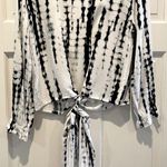South Moon Under Juniper Blu Crop Top Wrap Blouse Black & White Tie Dye Small Photo 3