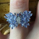 Natural Tanzanite Sterling Silver Butterfly Ring Size 7 Purple Photo 0