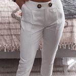Calvin Klein Ivory Linen Pants Photo 0