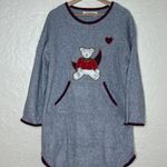 St. Bernard Women's Thermal Fleece Plaid Bear Appliqué Nightshirt Size 8/10 NWT Gray Size M Photo 0