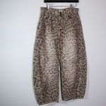 Free People x We The Free Good Luck Printed Mid Rise Barrel Jeans Pants Brown 28 Photo 0