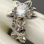 Statement CZ Ring Flower Design Solid Sterling Silver Size 7.75 Photo 0