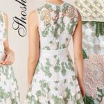 Shoshanna  Green and Cream Floral Lace Midi Dress Women's Roseia Cocktail Size 4 Photo 0