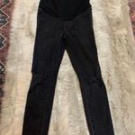 Madewell Maternity Skinny Stretch Black Vintage Wash Distressed Raw Hem Size 24 Photo 3