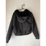 American Eagle  Outfitters Black Denim Sherpa Lined Hooded Jacket Women Small Photo 8