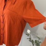 D.D.Collection 100% Linen Button Down Shirt.‎ Size Medium. Burnt Orange. Orange Photo 2