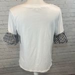Paper + Tee  T-Shirt Ruffled Sleeve White w Black/White Checks-Large Photo 2
