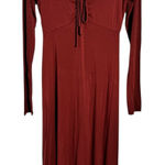 Sozy Sarah Long Sleeve Dress Women M Burnt Red Ruched Neckline Thumb Hole Pocket Size M Photo 0