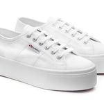 Superga 2790 Platform Sneakers white canvas Traditional Classic Lace Up Womens 8 Photo 0
