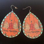 Festive Teardrop Christmas leather earrings Brown Photo 0