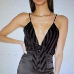 Revolve x House of Harlow 1960 Lauren black velvet stripes bodysuit, size XS Photo 0