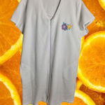 Moon Beams Terry Cloth Robe Short Sleeve Zip Up Lounger Flowers White L Size L Photo 0