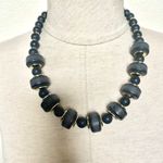 Dark gray gold tone beaded statement necklace Photo 1